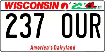 WI license plate 237OUR