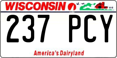 WI license plate 237PCY