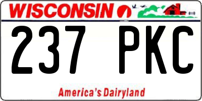 WI license plate 237PKC