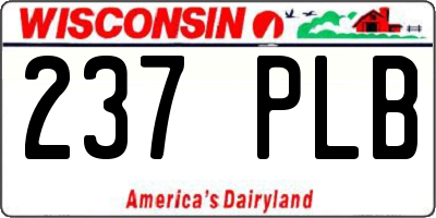 WI license plate 237PLB