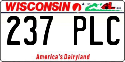 WI license plate 237PLC