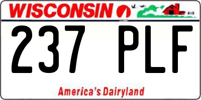 WI license plate 237PLF
