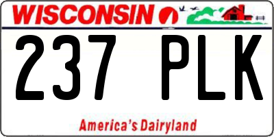 WI license plate 237PLK