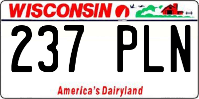 WI license plate 237PLN
