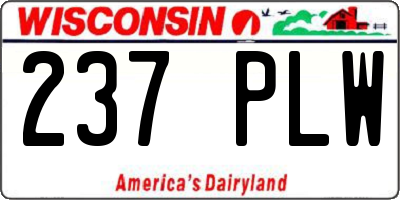WI license plate 237PLW