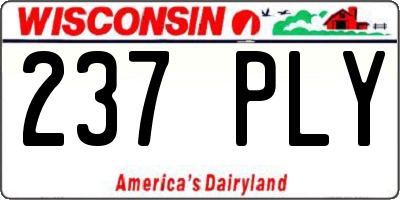 WI license plate 237PLY
