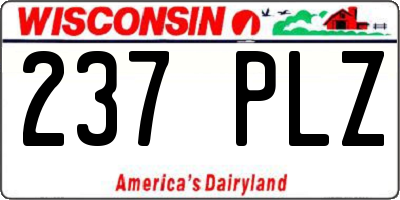WI license plate 237PLZ