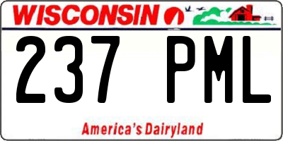 WI license plate 237PML