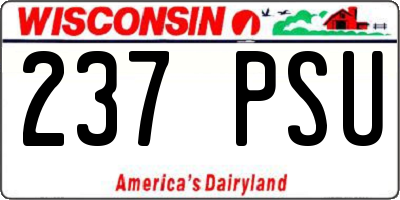WI license plate 237PSU