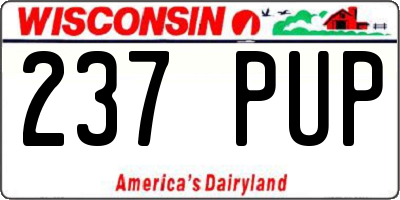 WI license plate 237PUP