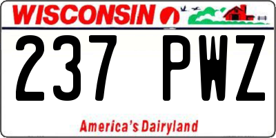 WI license plate 237PWZ