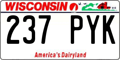 WI license plate 237PYK