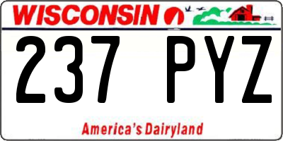 WI license plate 237PYZ