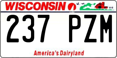 WI license plate 237PZM