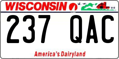 WI license plate 237QAC