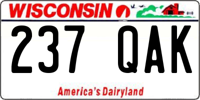WI license plate 237QAK
