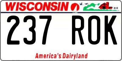 WI license plate 237ROK