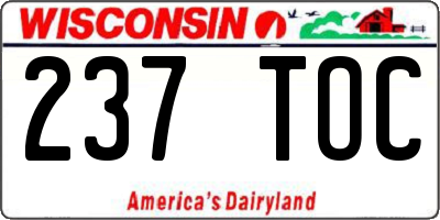 WI license plate 237TOC