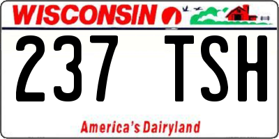 WI license plate 237TSH