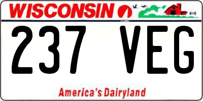 WI license plate 237VEG
