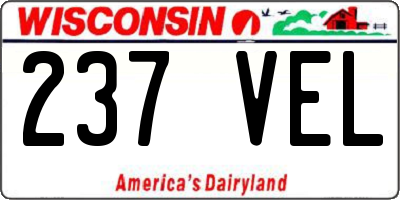 WI license plate 237VEL