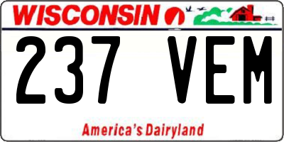 WI license plate 237VEM