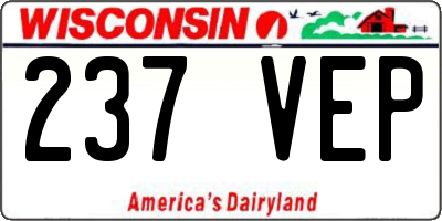 WI license plate 237VEP