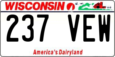 WI license plate 237VEW