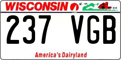 WI license plate 237VGB