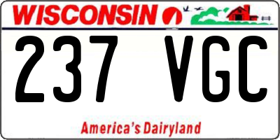 WI license plate 237VGC