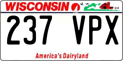 WI license plate 237VPX