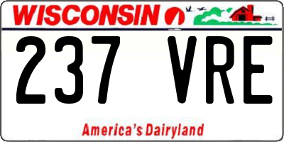 WI license plate 237VRE