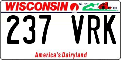 WI license plate 237VRK
