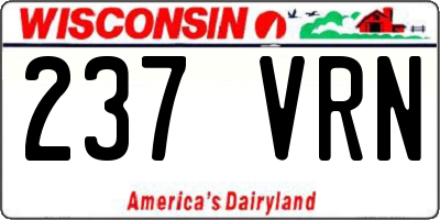 WI license plate 237VRN