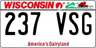 WI license plate 237VSG
