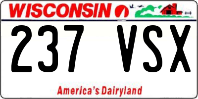 WI license plate 237VSX
