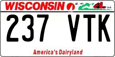 WI license plate 237VTK