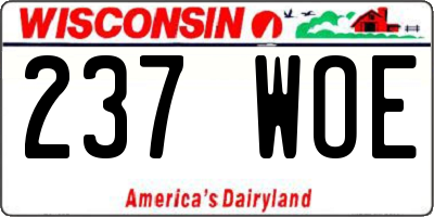 WI license plate 237WOE