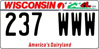 WI license plate 237WWW