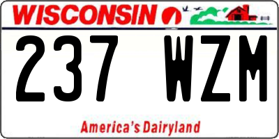 WI license plate 237WZM