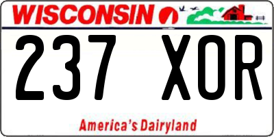 WI license plate 237XOR