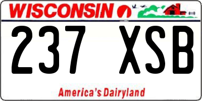 WI license plate 237XSB