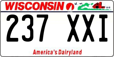 WI license plate 237XXI