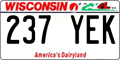 WI license plate 237YEK