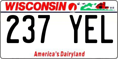 WI license plate 237YEL