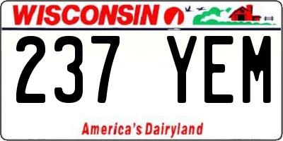 WI license plate 237YEM