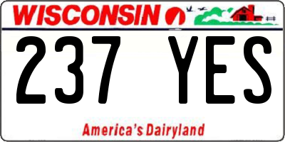 WI license plate 237YES