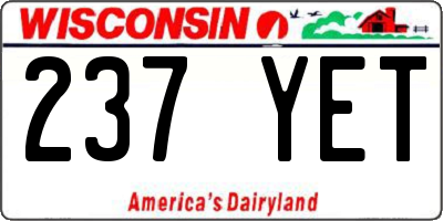 WI license plate 237YET