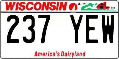 WI license plate 237YEW
