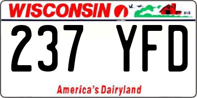 WI license plate 237YFD